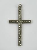 A silver and marcasite cross or crucifix