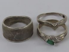 Three silver rings size P-Q, each stampe