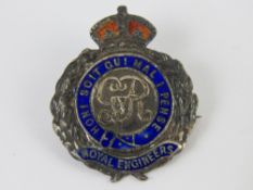 A silver and enamel Royal Engineers regi