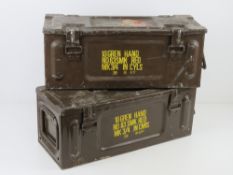 Two British Military ammo tins, with ori