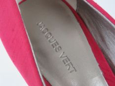 A pair of hot pink peep toe Jacques Vert shoes, size 5, some wear to soles - in box.
