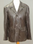 A vintage men's brown leather jacket, size 40, approx measurements, 40