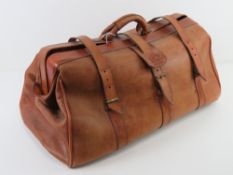 A vintage leather 'Gladstone' type bag by Ben Lhachmi.