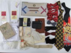 A quantity of assorted bow ties, 100% silk fireman design tie, wallets, mens white cotton gloves,