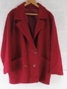 A red pure new wool coat, size 18, approx 46
