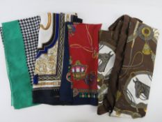 Four scarves by Alexon, two having horse and horseshoe design upon.