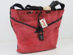 An Italian made handbag 'as new' with labels, black leather and red suede, made by Gemal,