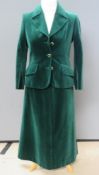 Two piece velvet jacket and skirt suit by Strelitz, label size 10,
