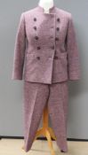Designed and made by Rosemarie van Bree; cropped trousers and jacket two piece suit in purple tweed,