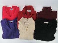 A quantity of 100% pure cashmere jumpers sizes 34/S/UK10, labels inc The Cashmere Centre,
