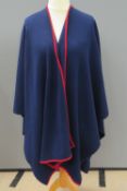 A 100% lambswool John Waverley of Hawick shawl in navy blue and red, approx measurements at back,