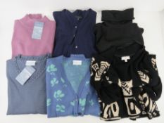 A quantity of XS/6/S/34 jumpers and cardigans inc 50% wool turtle neck,