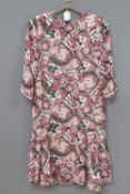 A pink floral dress, approx measurements - 34