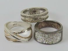 Three silver rings sizes M-N, each stamp