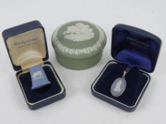 A HM silver and Wedgwood blue Jasperware