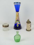 A Venetian hand painted glass bud vase,
