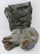A Czech M-10 M military gas mask in bag.
