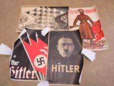 Six reproduction posters, being copies of WWII Russian, German and British posters and works of art.