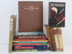 A quantity of assorted military themed books inc: 'The Tiger Kills',