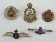A quantity of sweetheart badges having military and regimental emblems upon inc RAF,