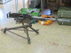 A deactivated Breda M37 7.92mm heavy machine gun and tripod.