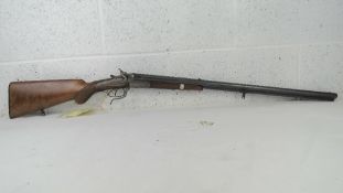 A deactivated German drilling double barrel 16 bore/ 7.92mm combination hammer gun by H.