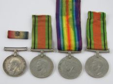 Two WWII medal pairs, each being War & Defence medals, one war medal engraved for 029373 PTE.R.