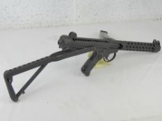 A deactivated Sterling L2A3 9mm sub machine gun having moving rear bolt (under spring pressure),