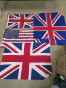 A pair of contemporary flags being Union Jack and US flag, each measuring approx 88 x 57cm.
