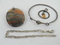 A HM silver thistle design pendant in the style of Charles Horner,