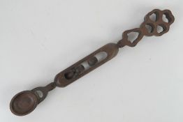 A delightful hand carved Welsh Love Spoon having four hearts carved in the form of a Celtic/Irish