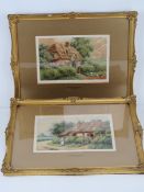 A pair of watercolours by J Hamilton entitled 'Cottage Nr Malpas,
