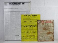 A quantity of industrial statuary metal wall notices including 'Factories Act 1961' 75 x 50cm,