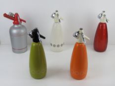 Five vintage 'Sparklet' soda siphons c1960/70s.