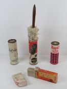 A suite of vintage cleaning items including; London County scouring powder, rapid cleaning powder,