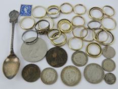 A collection of Continental silver rings all stamped 835, various sizes,