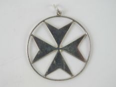 A large silver Maltese Cross pendant, having Malta 917 hallmark upon, 4.4cm dia.