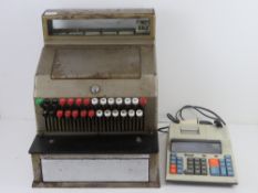 A vintage c1960s shop till, pre-decimalisation,