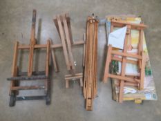 A quantity of artists folding easels. Four items.