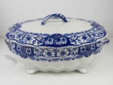 A large blue and white Royal Doulton lidded tureen.