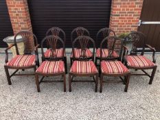 A good set of eight (6 + 2) mahogany din