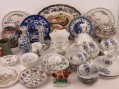 A quantity of assorted ceramics including cow cream jug,