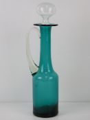 A turquoise and clear glass claret jug s