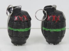 Two inert reproduction Mills grenades wi