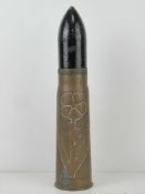 An inert WWI British 13pr trench art she