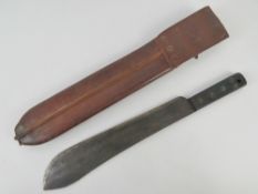 A WWII British machete with scabbard, ma