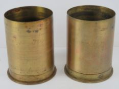 Two inert WWII German 110mm shell cases,