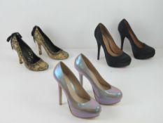 Three pairs of ladies heeled shoes inc b