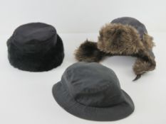 A Barbour waxed hat size L, together wit