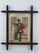 A framed theatre flyer being coloured steel engraving 'The Postman's Knock' sung at the Theatre
